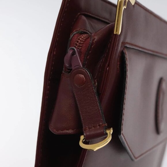 CARTIER Must Line Clutch Bag Leather Bordeaux Gold - Picture 8 of 15
